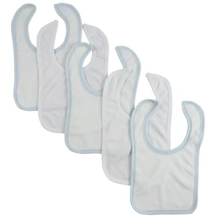 12.25 x 7.5 in. Infant Boys Drool Bibs44; White & Blue - Pack of 5